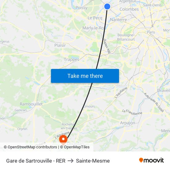 Gare de Sartrouville - RER to Sainte-Mesme map