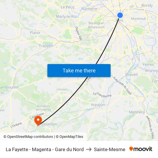 La Fayette - Magenta - Gare du Nord to Sainte-Mesme map