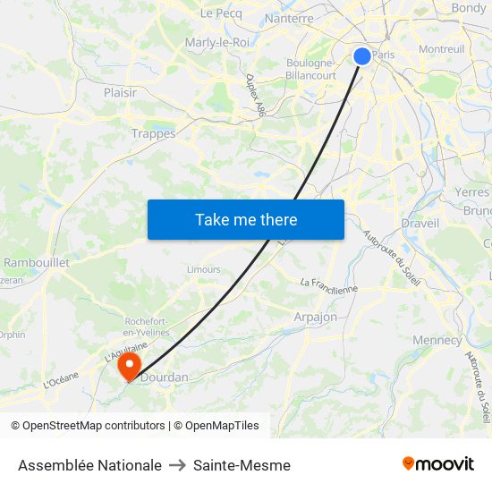 Assemblée Nationale to Sainte-Mesme map