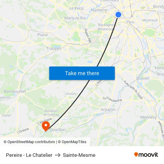Pereire - Le Chatelier to Sainte-Mesme map