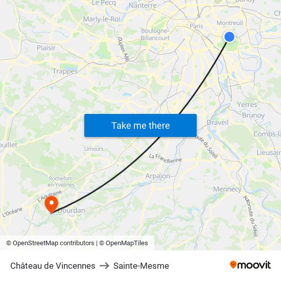 Château de Vincennes to Sainte-Mesme map