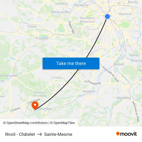 Rivoli - Châtelet to Sainte-Mesme map