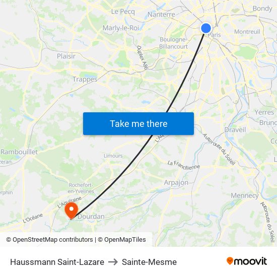 Haussmann Saint-Lazare to Sainte-Mesme map