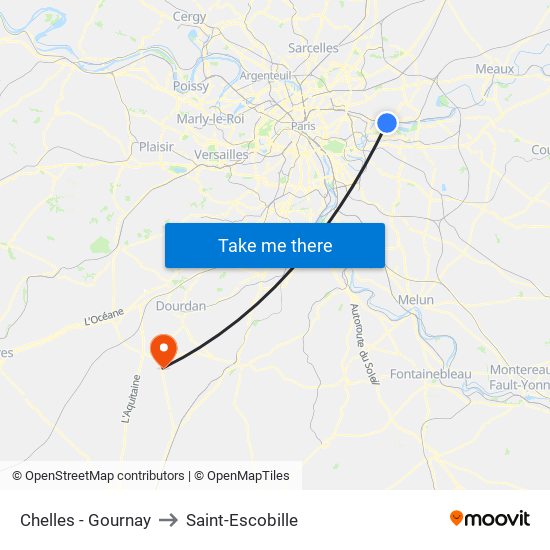 Chelles - Gournay to Saint-Escobille map