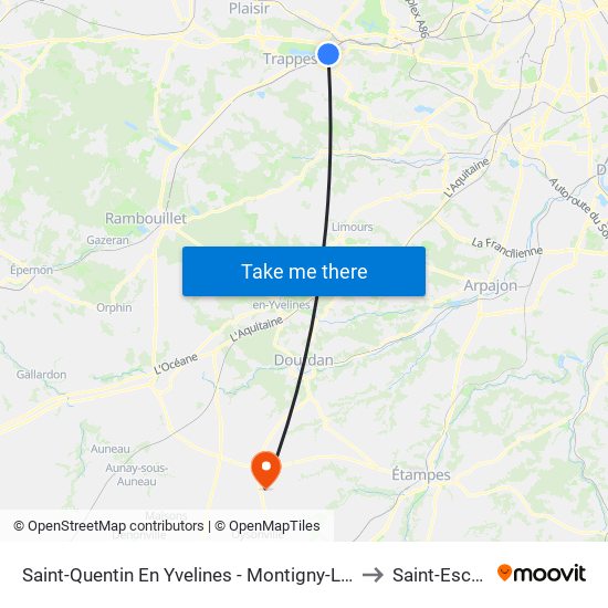 Saint-Quentin En Yvelines - Montigny-Le-Bretonneux to Saint-Escobille map
