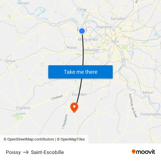 Poissy to Saint-Escobille map