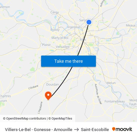 Villiers-Le-Bel - Gonesse - Arnouville to Saint-Escobille map