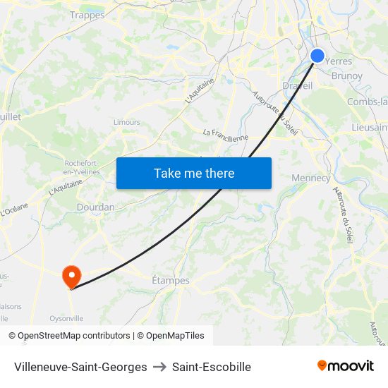 Villeneuve-Saint-Georges to Saint-Escobille map