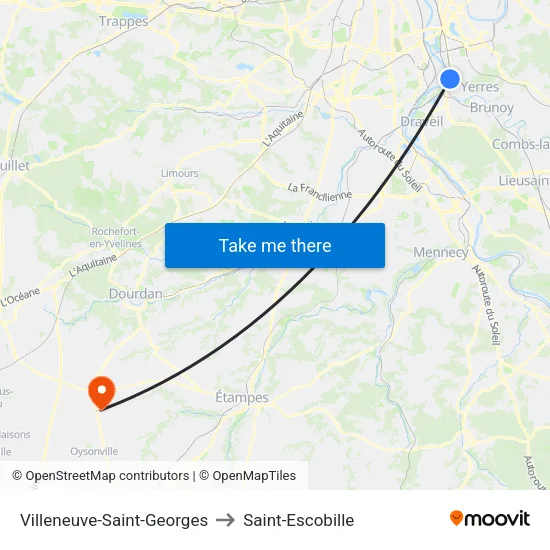 Villeneuve-Saint-Georges to Saint-Escobille map