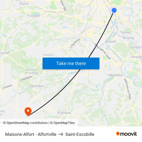 Maisons-Alfort - Alfortville to Saint-Escobille map