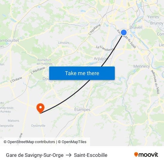 Gare de Savigny-Sur-Orge to Saint-Escobille map