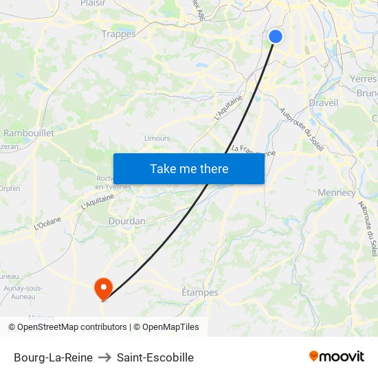 Bourg-La-Reine to Saint-Escobille map