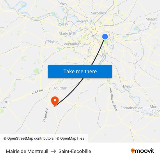 Mairie de Montreuil to Saint-Escobille map