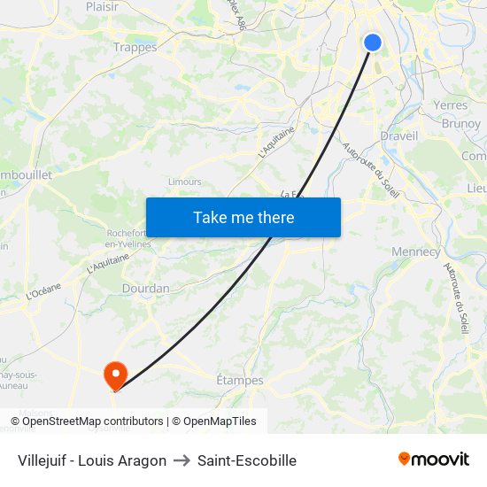 Villejuif - Louis Aragon to Saint-Escobille map