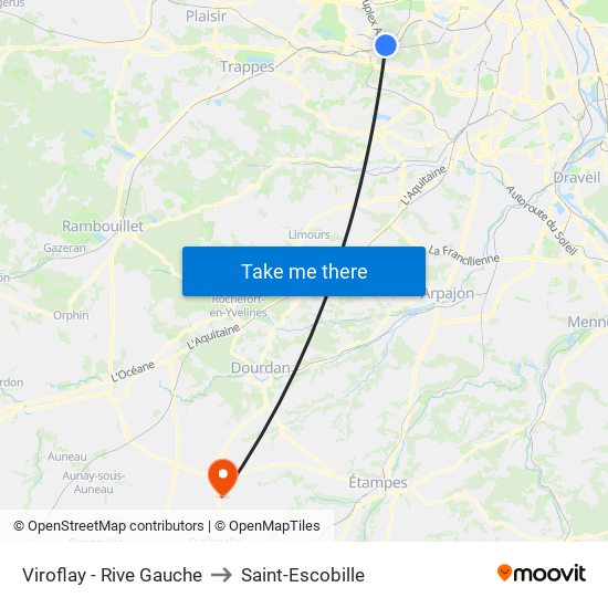 Viroflay - Rive Gauche to Saint-Escobille map