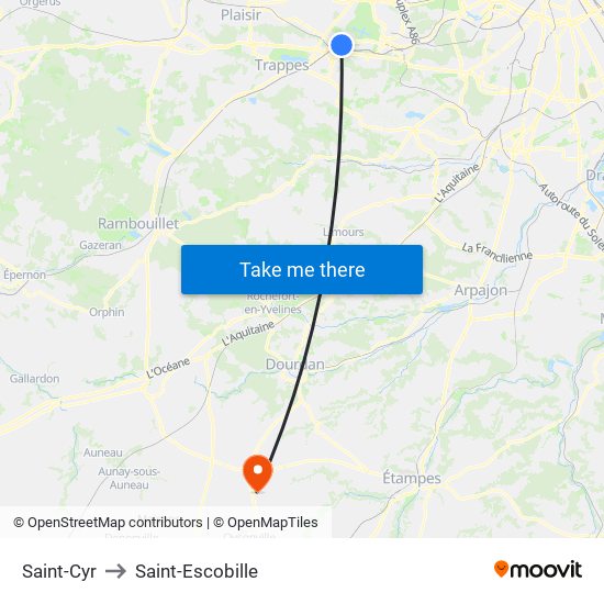 Saint-Cyr to Saint-Escobille map
