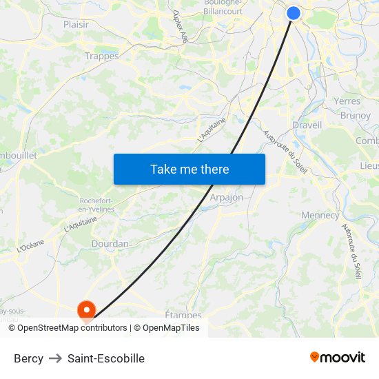 Bercy to Saint-Escobille map