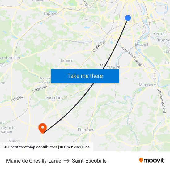 Mairie de Chevilly-Larue to Saint-Escobille map