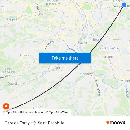 Gare de Torcy to Saint-Escobille map