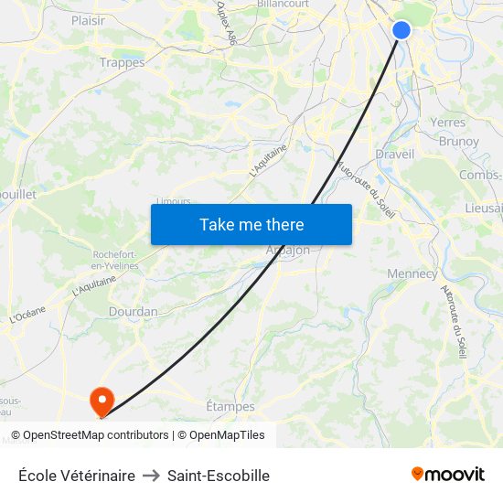 École Vétérinaire to Saint-Escobille map