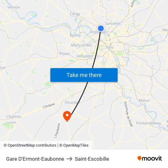 Gare D'Ermont-Eaubonne to Saint-Escobille map