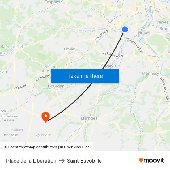 Place de la Libération to Saint-Escobille map