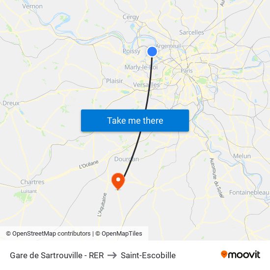 Gare de Sartrouville - RER to Saint-Escobille map