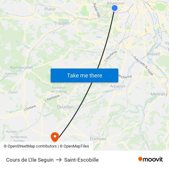Cours de L'Ile Seguin to Saint-Escobille map
