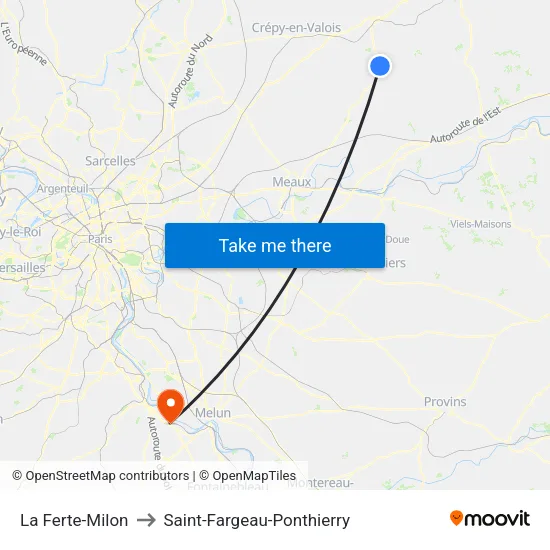 La Ferte-Milon to Saint-Fargeau-Ponthierry map