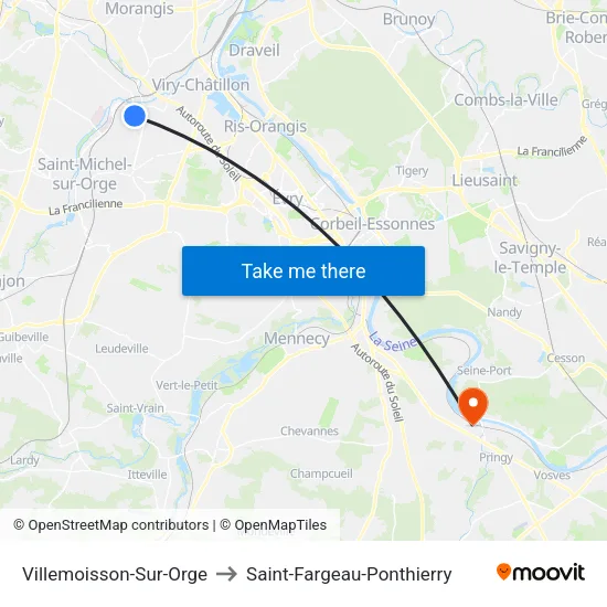 Villemoisson-Sur-Orge to Saint-Fargeau-Ponthierry map