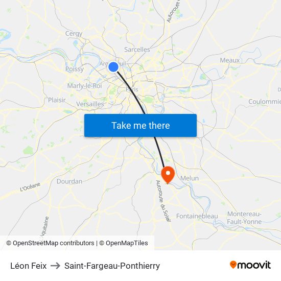 Léon Feix to Saint-Fargeau-Ponthierry map