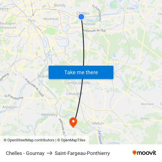 Chelles - Gournay to Saint-Fargeau-Ponthierry map
