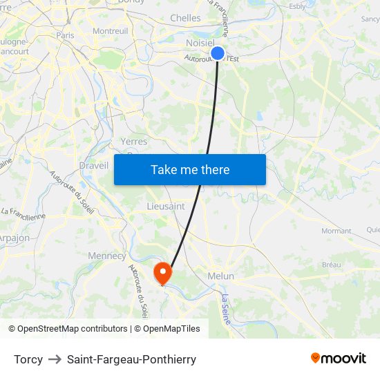 Torcy to Saint-Fargeau-Ponthierry map