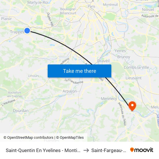 Saint-Quentin En Yvelines - Montigny-Le-Bretonneux to Saint-Fargeau-Ponthierry map