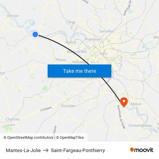 Mantes-La-Jolie to Saint-Fargeau-Ponthierry map