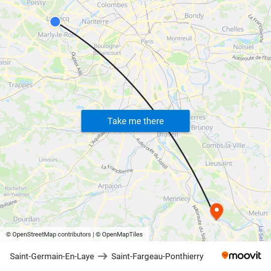 Saint-Germain-En-Laye to Saint-Fargeau-Ponthierry map