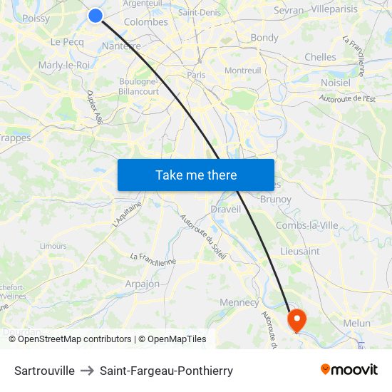 Sartrouville to Saint-Fargeau-Ponthierry map