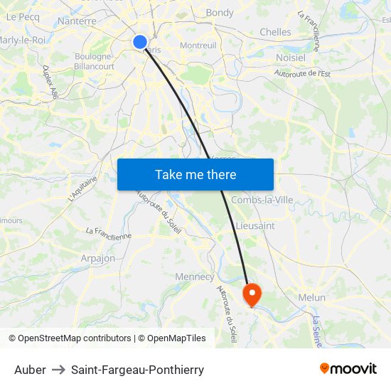 Auber to Saint-Fargeau-Ponthierry map
