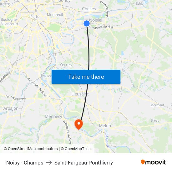 Noisy - Champs to Saint-Fargeau-Ponthierry map