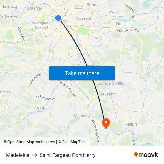 Madeleine to Saint-Fargeau-Ponthierry map