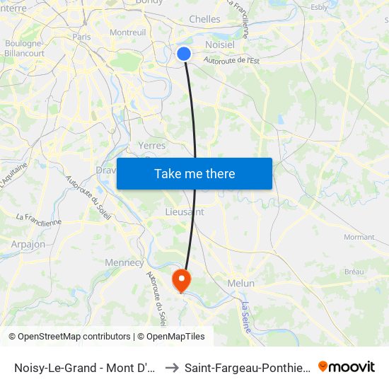 Noisy-Le-Grand - Mont D'Est to Saint-Fargeau-Ponthierry map