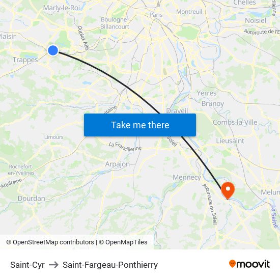 Saint-Cyr to Saint-Fargeau-Ponthierry map