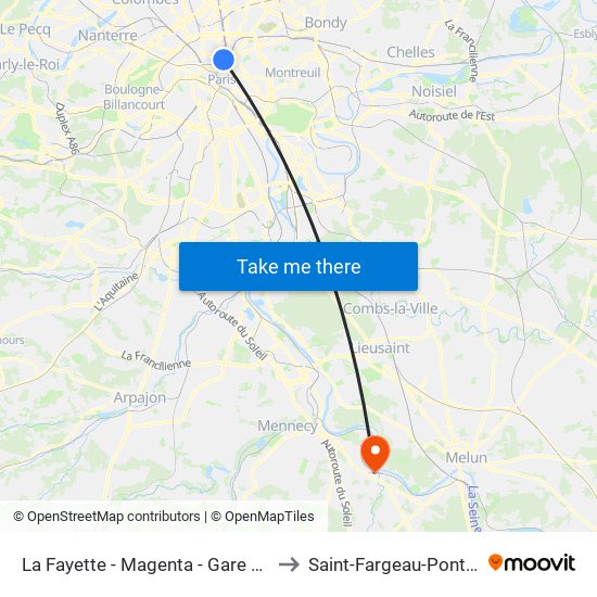 La Fayette - Magenta - Gare du Nord to Saint-Fargeau-Ponthierry map