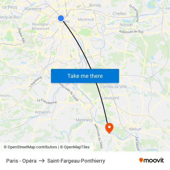 Paris - Opéra to Saint-Fargeau-Ponthierry map