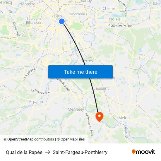 Quai de la Rapée to Saint-Fargeau-Ponthierry map