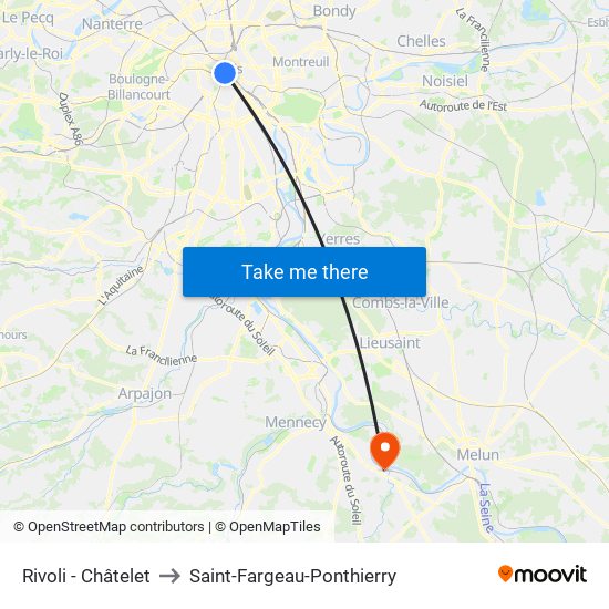 Rivoli - Châtelet to Saint-Fargeau-Ponthierry map