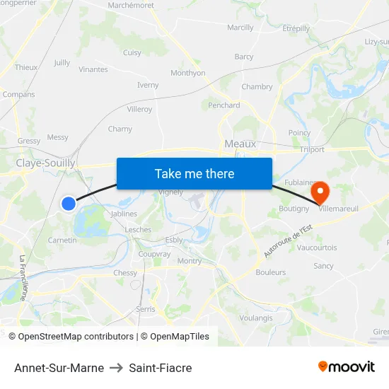 Annet-Sur-Marne to Saint-Fiacre map
