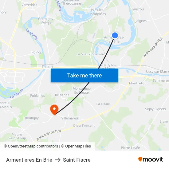 Armentieres-En-Brie to Saint-Fiacre map