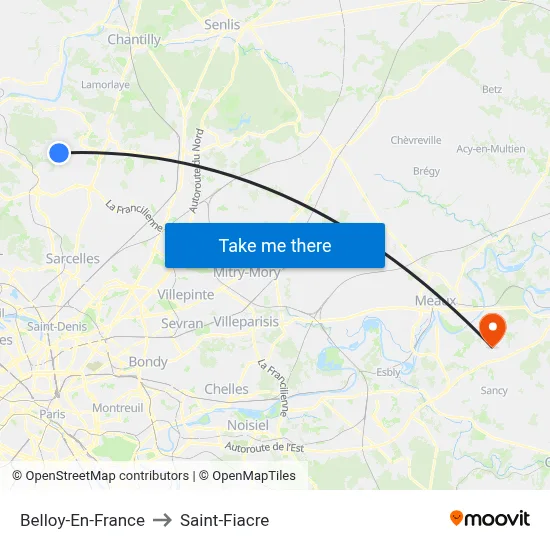 Belloy-En-France to Saint-Fiacre map