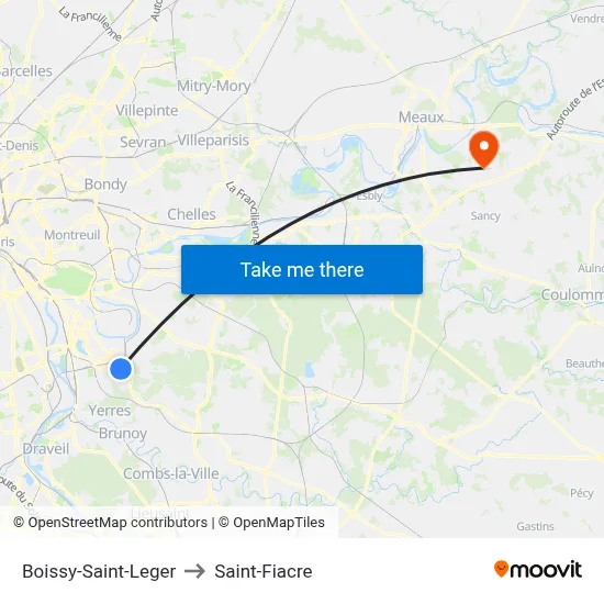 Boissy-Saint-Leger to Saint-Fiacre map